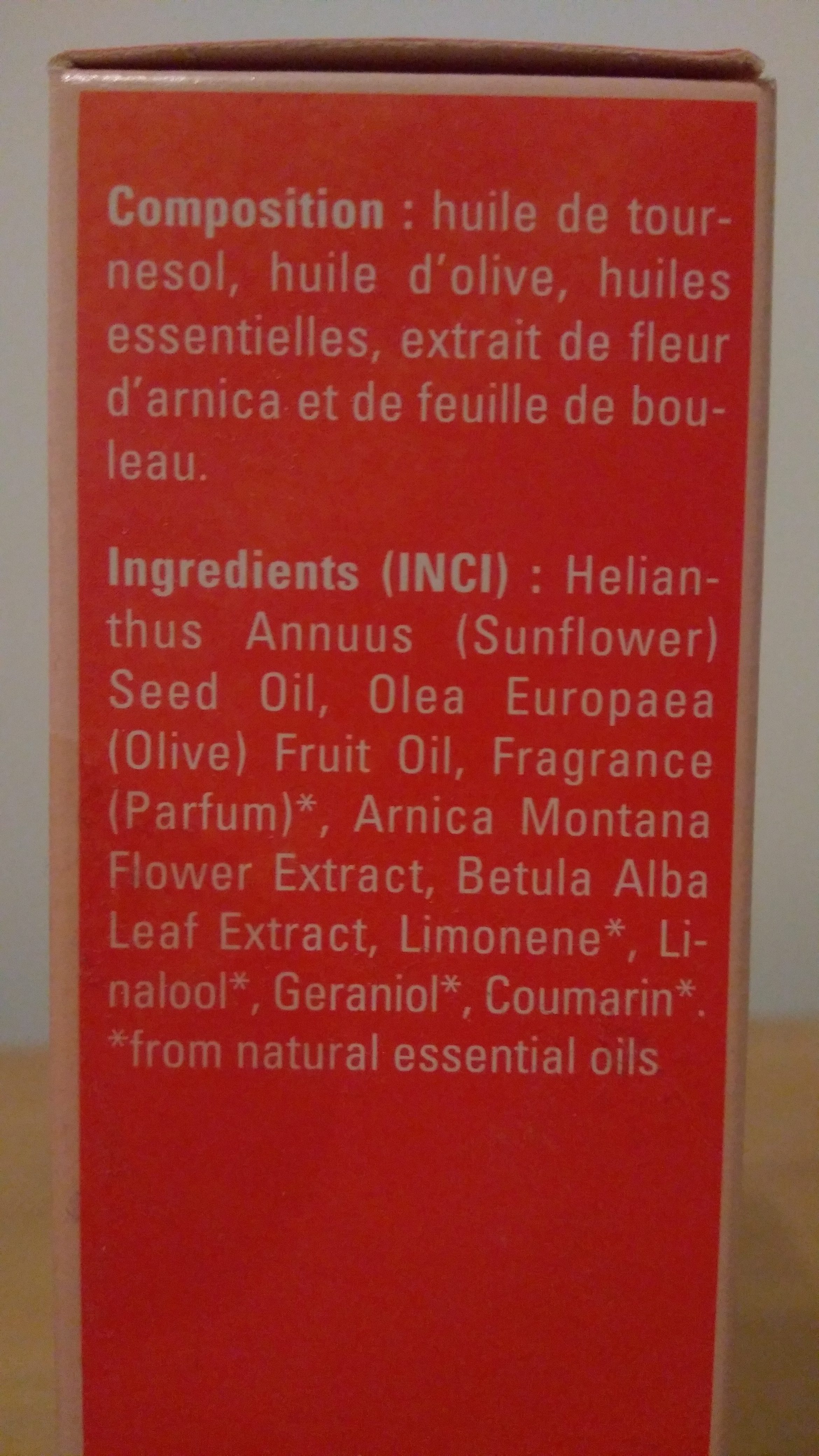 Huile de massage à l'arnica - Ingredients - fr