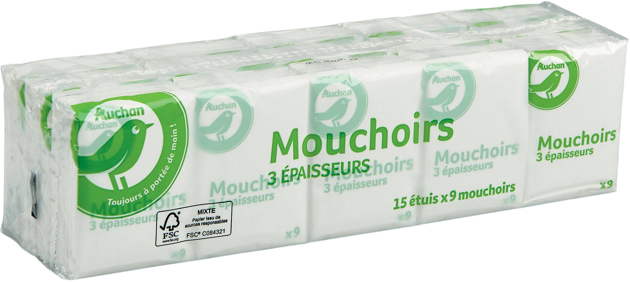 Auchan essentiel mouchoirs etuis x15 - 製品 - fr