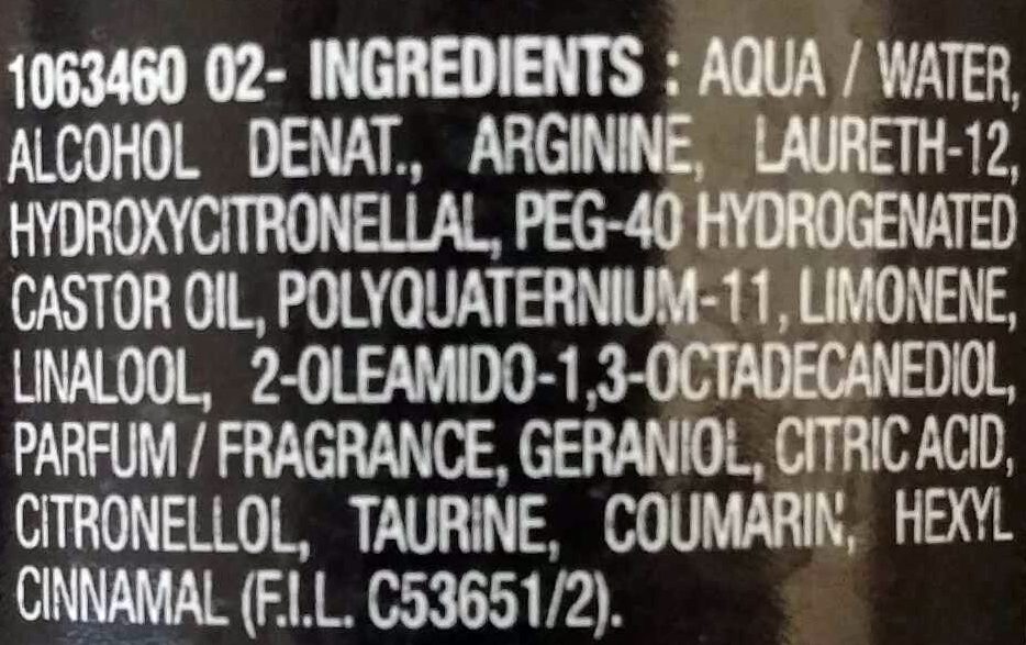 Arginine resist X3 - Traitement renforçateur - Ingredients - fr
