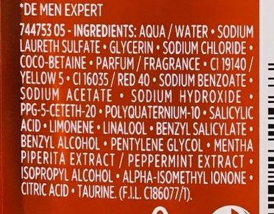 Hydra Energetic Gel douche Taurine 100mg - Ingredients - fr