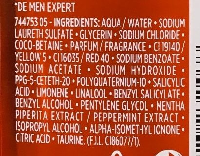 Hydra Energetic Gel douche Taurine 100mg - Ingredients - fr