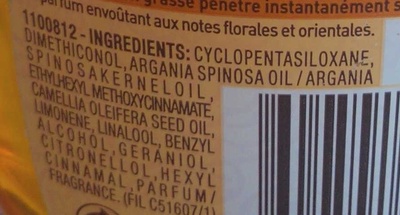 L'huile merveilleuse aux huiles d'argan et de camelia - Ingredients - fr