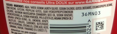 Ultra Doux Shampooing à l'huile d'argan et cranberry - Ingrédients - fr