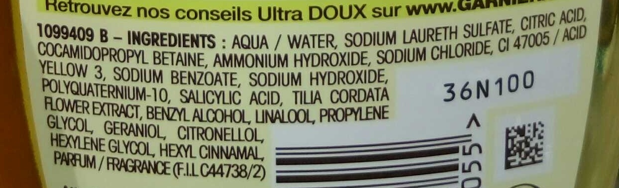 Ultra Doux Shampooing à l'extrait de tilleul - Ingredients - fr
