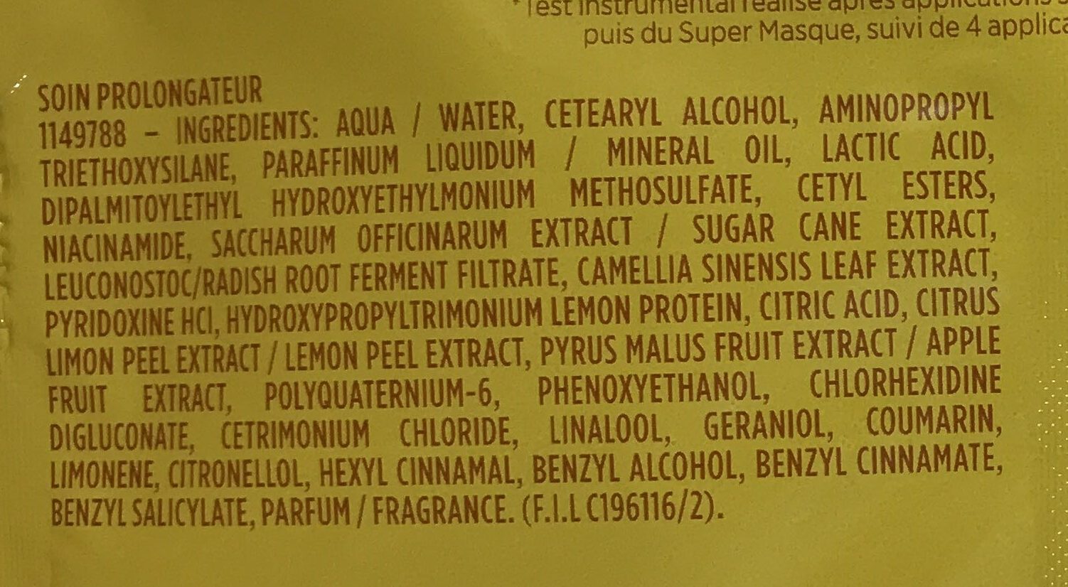 Fructis Super Masque - Ingredients - fr