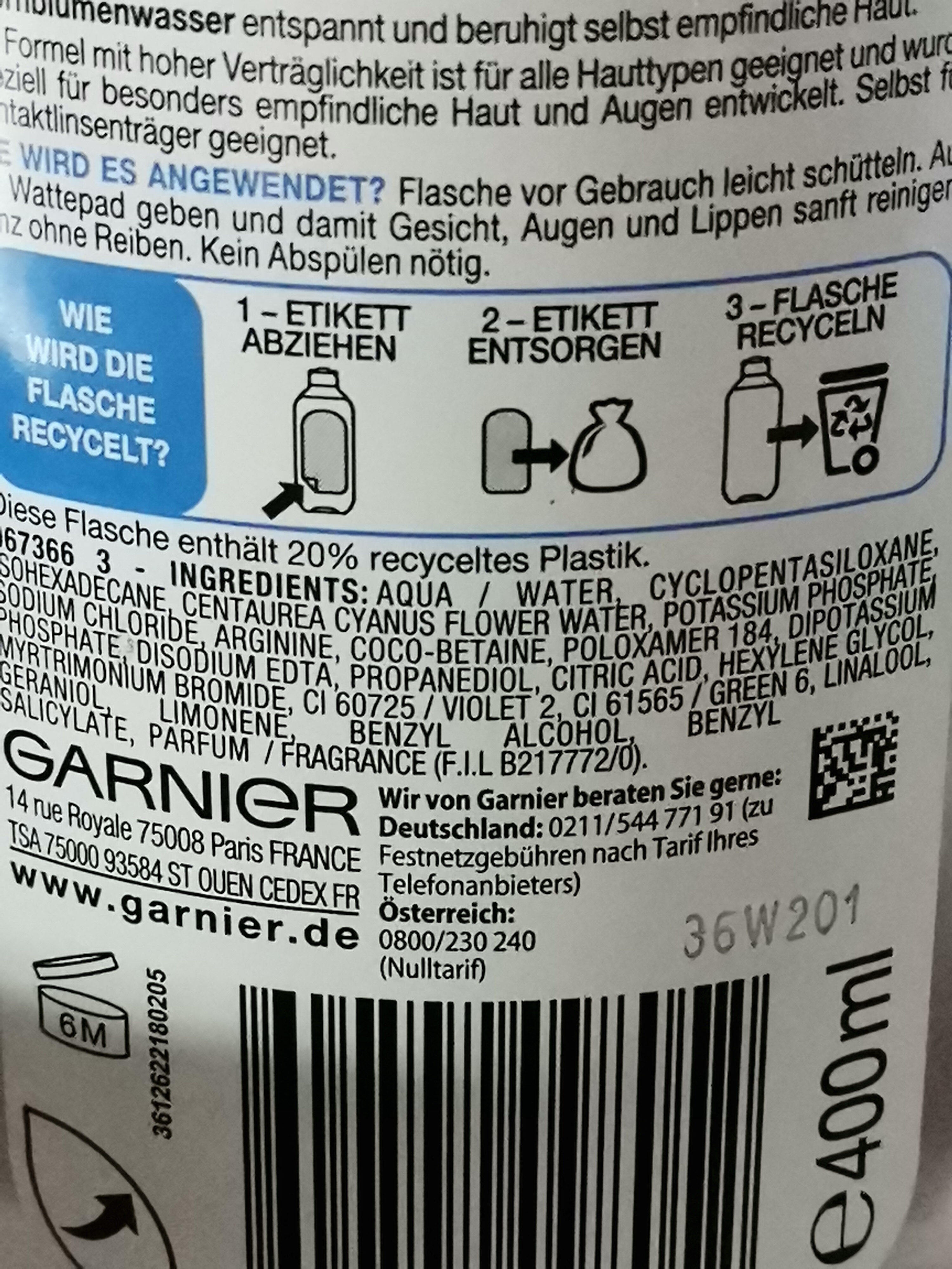 Mizellen Reinigungswasser All-in-1 Für Empfindliche Haut & Augen (Maxi-Format) - Recycling instructions and/or packaging information - de