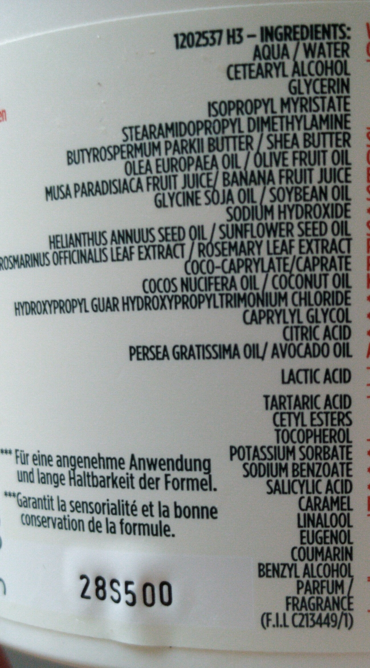 FRUCTIS - Banana Hair Food - Ingredients - en