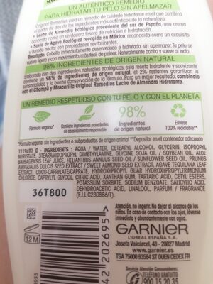 Acondicionador leche de almendra - Ingredients