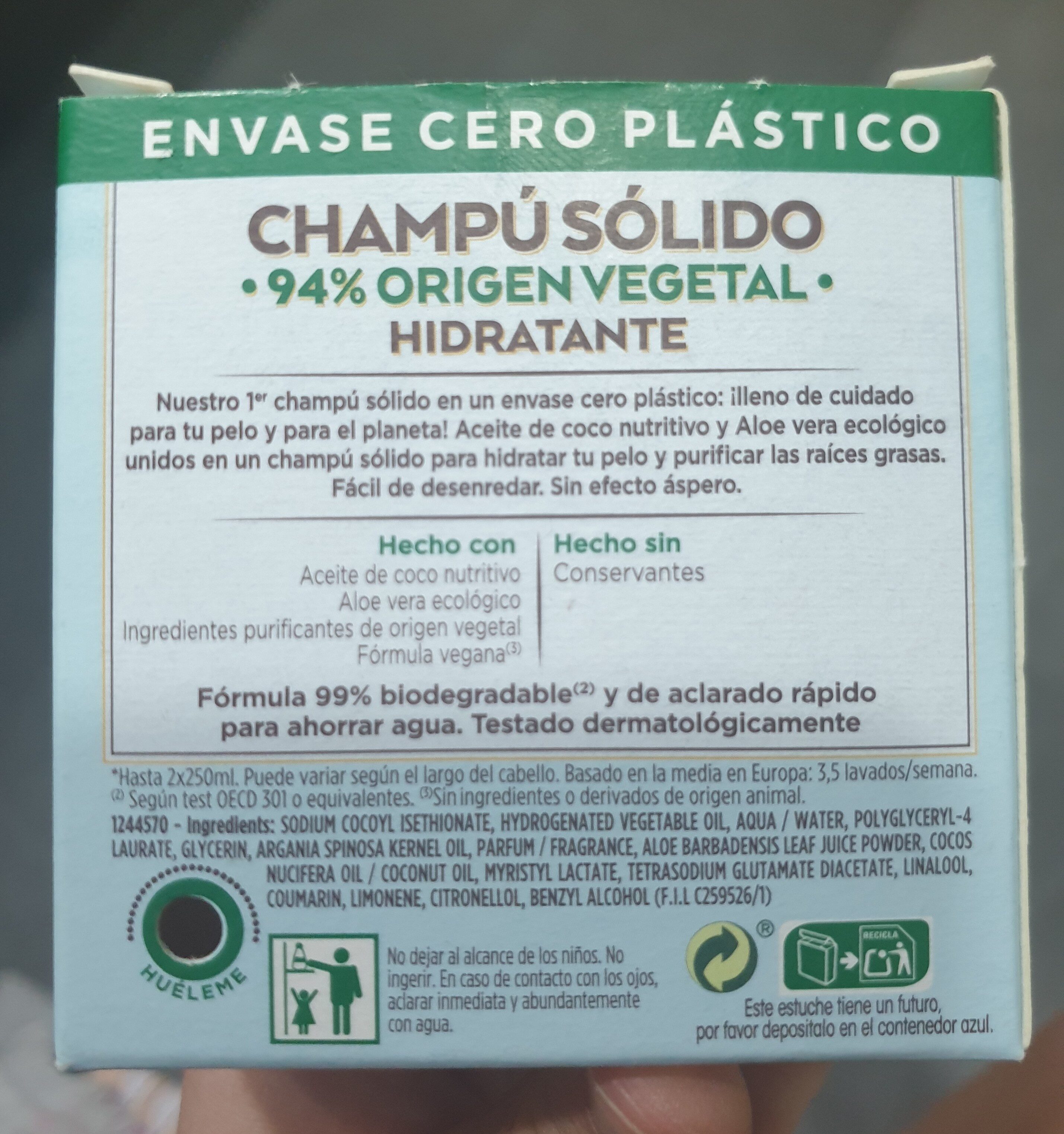 Original remedies, champú sólido coco - Osagaiak - es