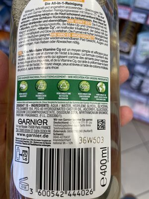 Garnier Skinactive - Ingredientes