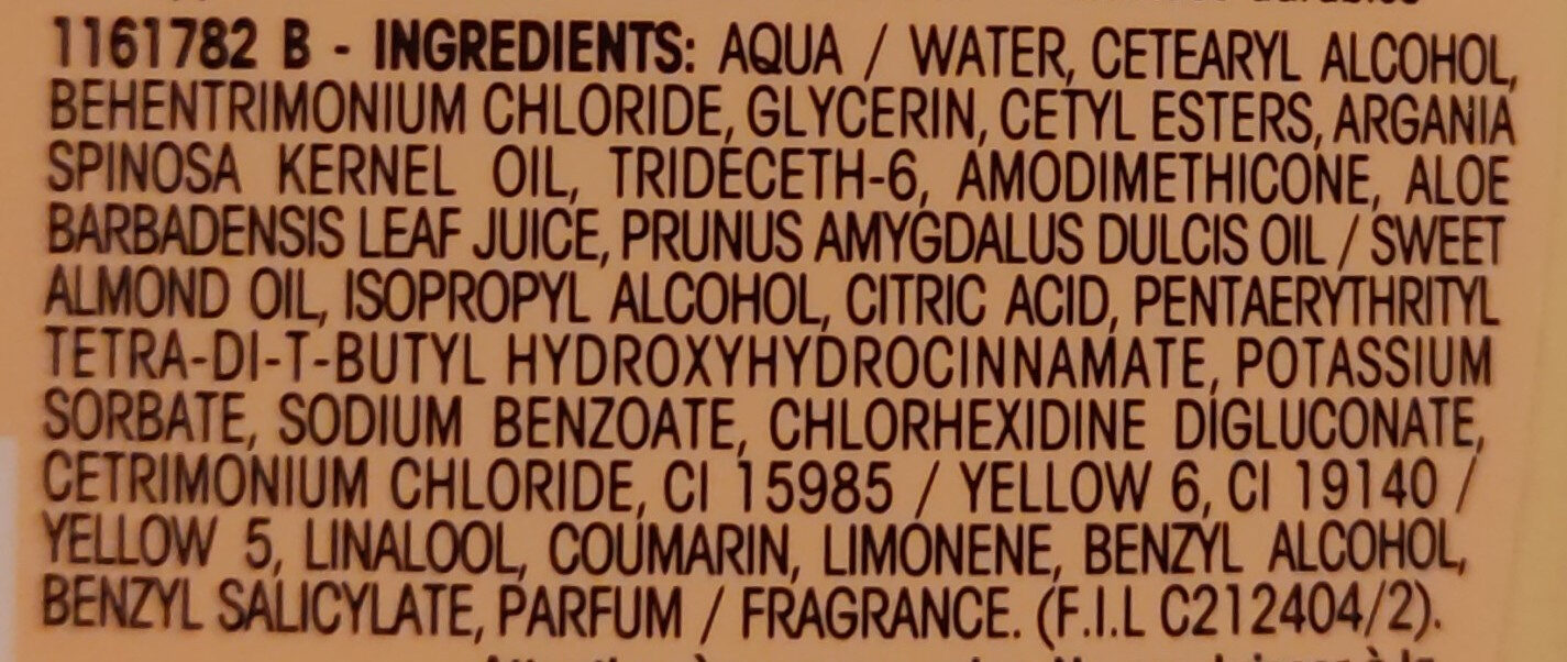 Ultra doux - drémêlant crème nutrition (crème d'amande et huile d'Argan) - Ingredients - en