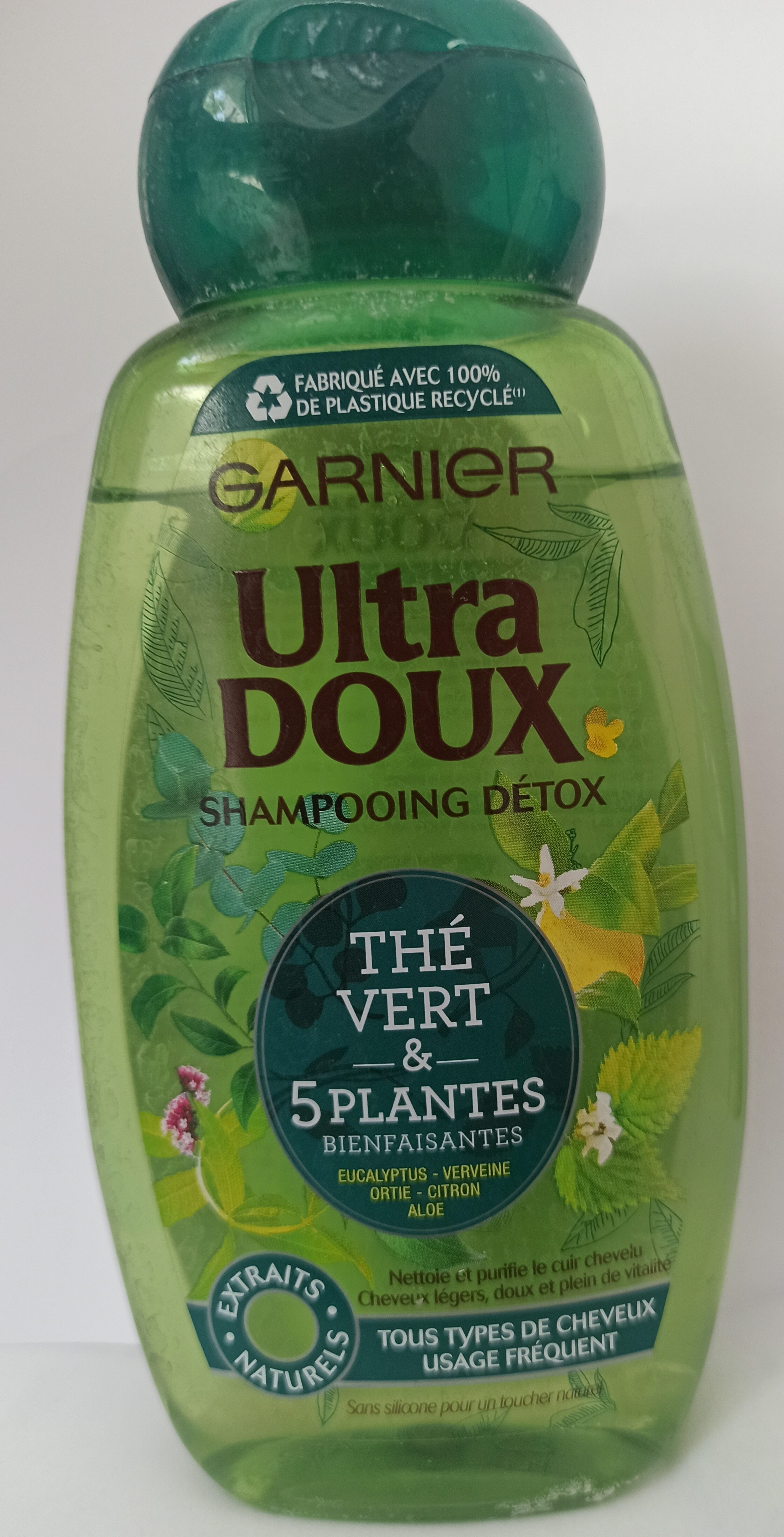 Garnier Ultra Doux Shampooing Détox Thé Vert et 5 Plantes Bienfaisantes - Produit - fr