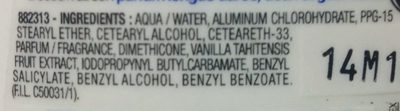 Anti-transpirant vanille 48H (maxi format) - Ingredients