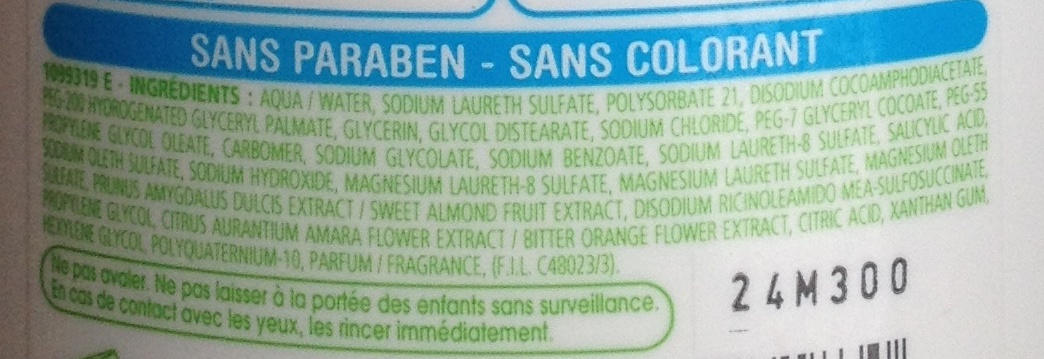 Shampoing 2 en 1 ultra démêlant Amande - Fleur d'Oranger - Ingredientes - fr
