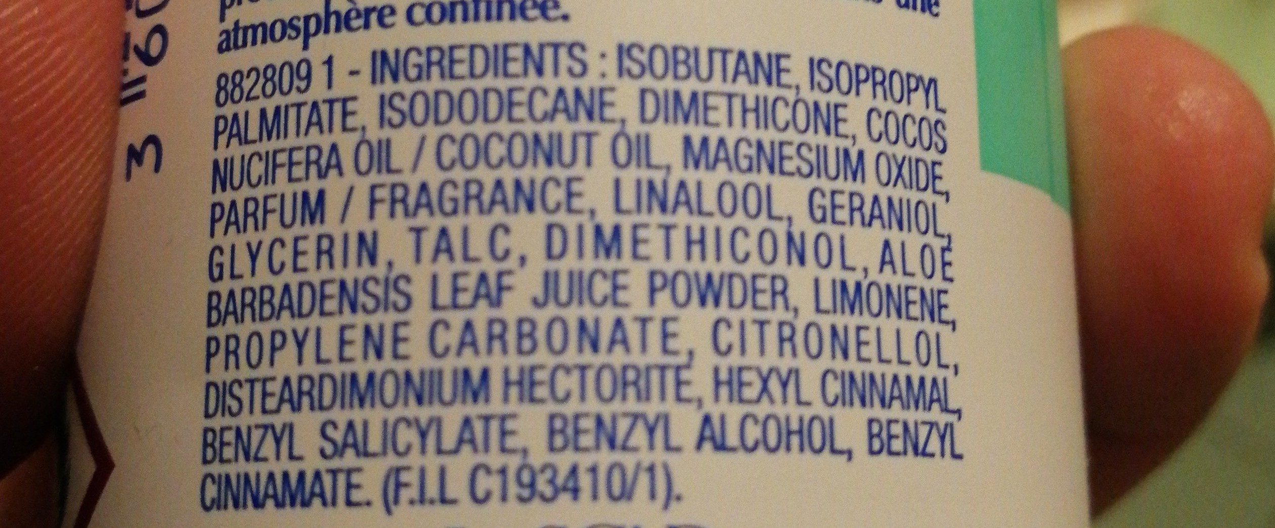 Déodorant 24 h micro talc lait d'aloé - Složení - fr