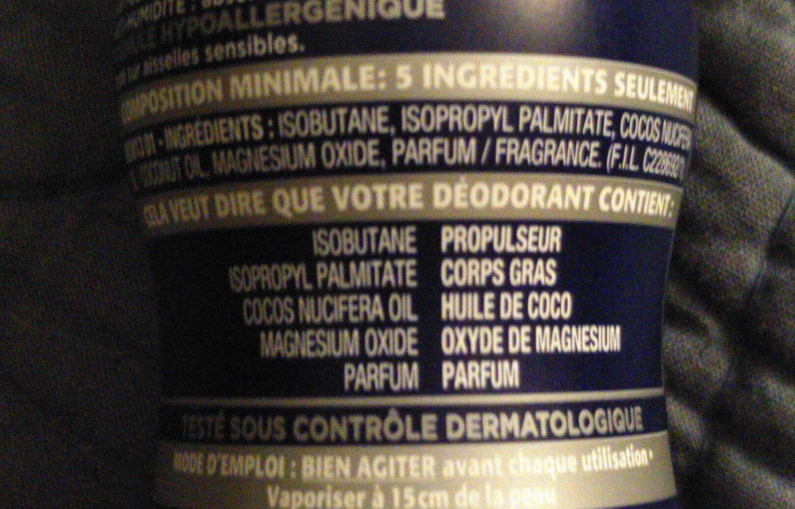 Déodorant narta homme magnésium - Ingredients - fr