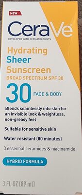 CereVe hydrating sheer sunscreen - Продукт - en