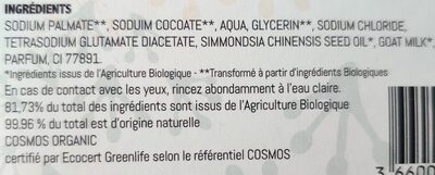 savon certifié au lait de chèvre bio - Ainesosat - fr
