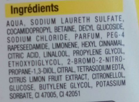 Gel douche vitalité à l'extrait de citron - Ingredients - fr