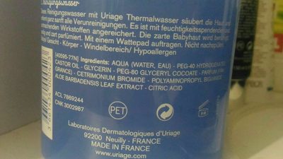 Uriage 1ere Eau No Rinsing Cleanser  (cleanser) - Ingredients