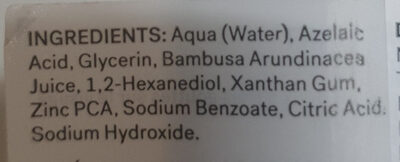 Acide azélaïque 10% + Extrait de bambou - Ingrédients