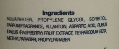 Lotion tonique framboise - Ingrédients