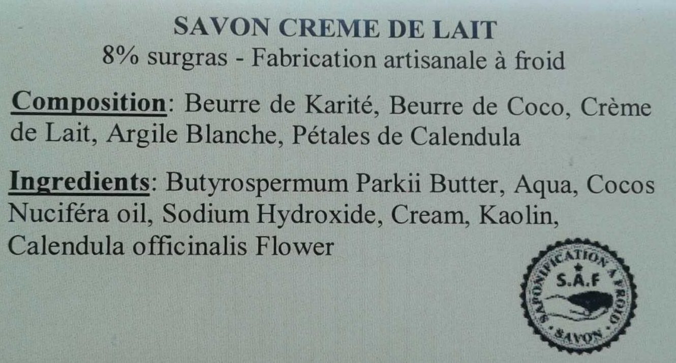 Crème de lait aux pétales de Calendula - Ingredients - fr