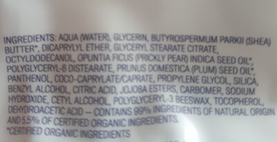 Hydratant visage matifiant - Ingredients