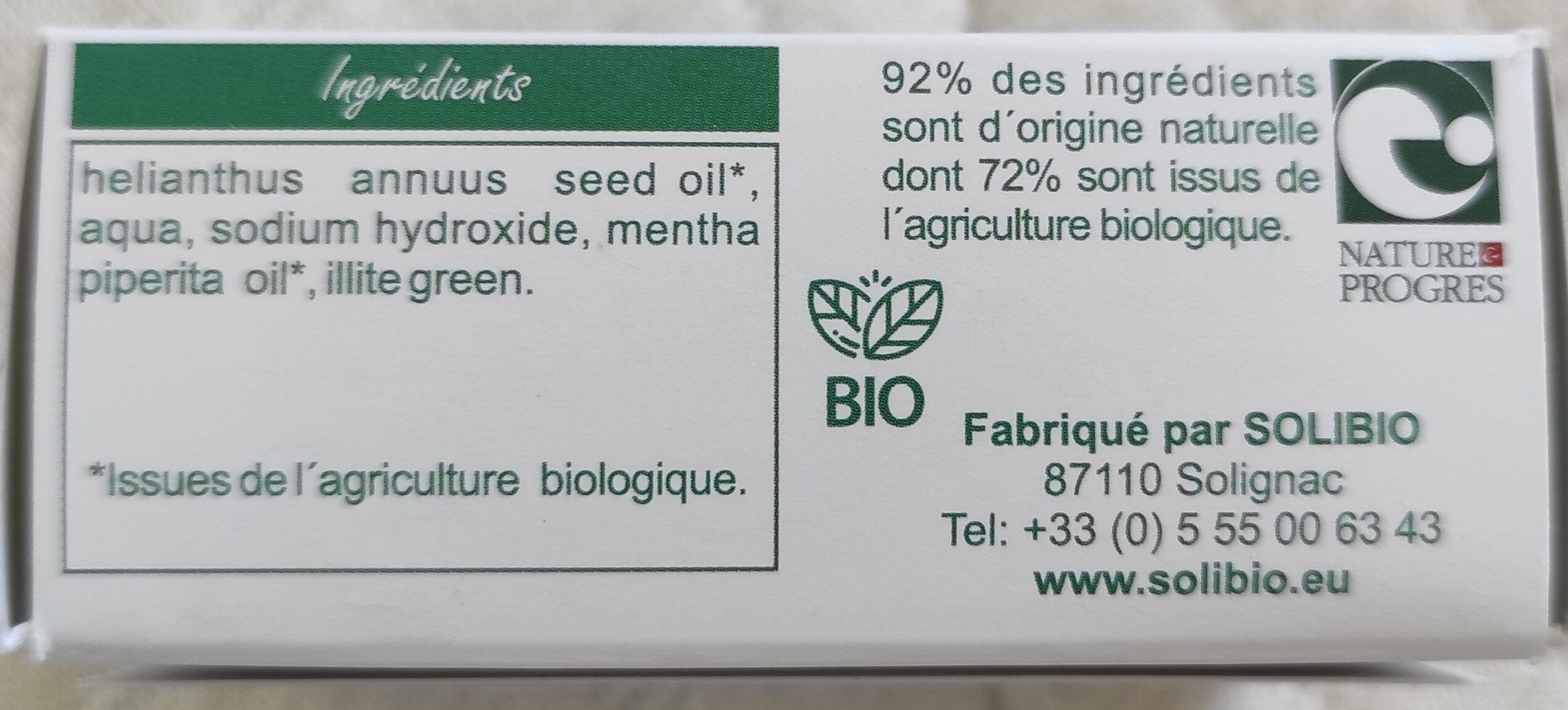 Savonnette menthe - Ingredients - fr