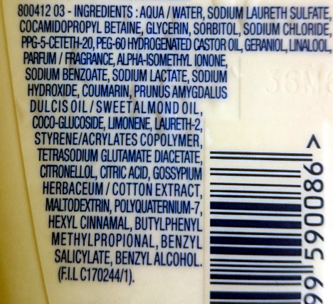 Crème douche - huile d'amendes douces et 1/3 de lotion hydratante - Ingredients - en