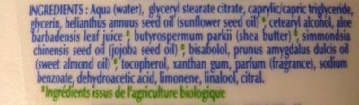 Cadum Bebe Lait De Toilette Hydratant Bio Sans Rinçage. FL Pompe - Ingredients