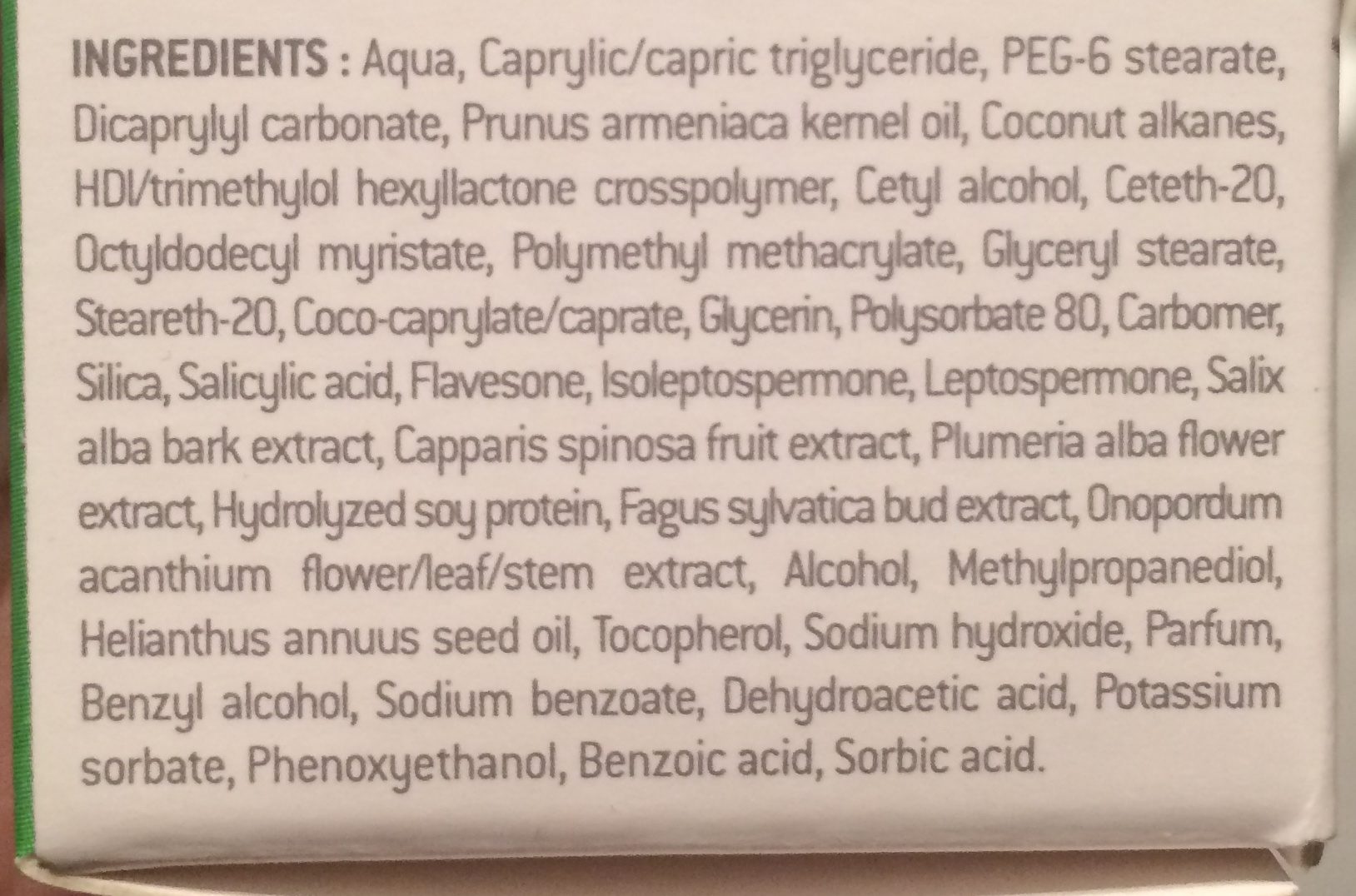 Edenens Nectar Purifiant Crème Sébo régulatrice - Ingrédients - fr