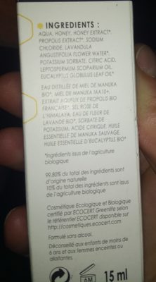 Spray Nez Et Sinus Miel De Manuka 10+, 15 ML - Comptoirs & Compagnies - Inhaltsstoffe - fr