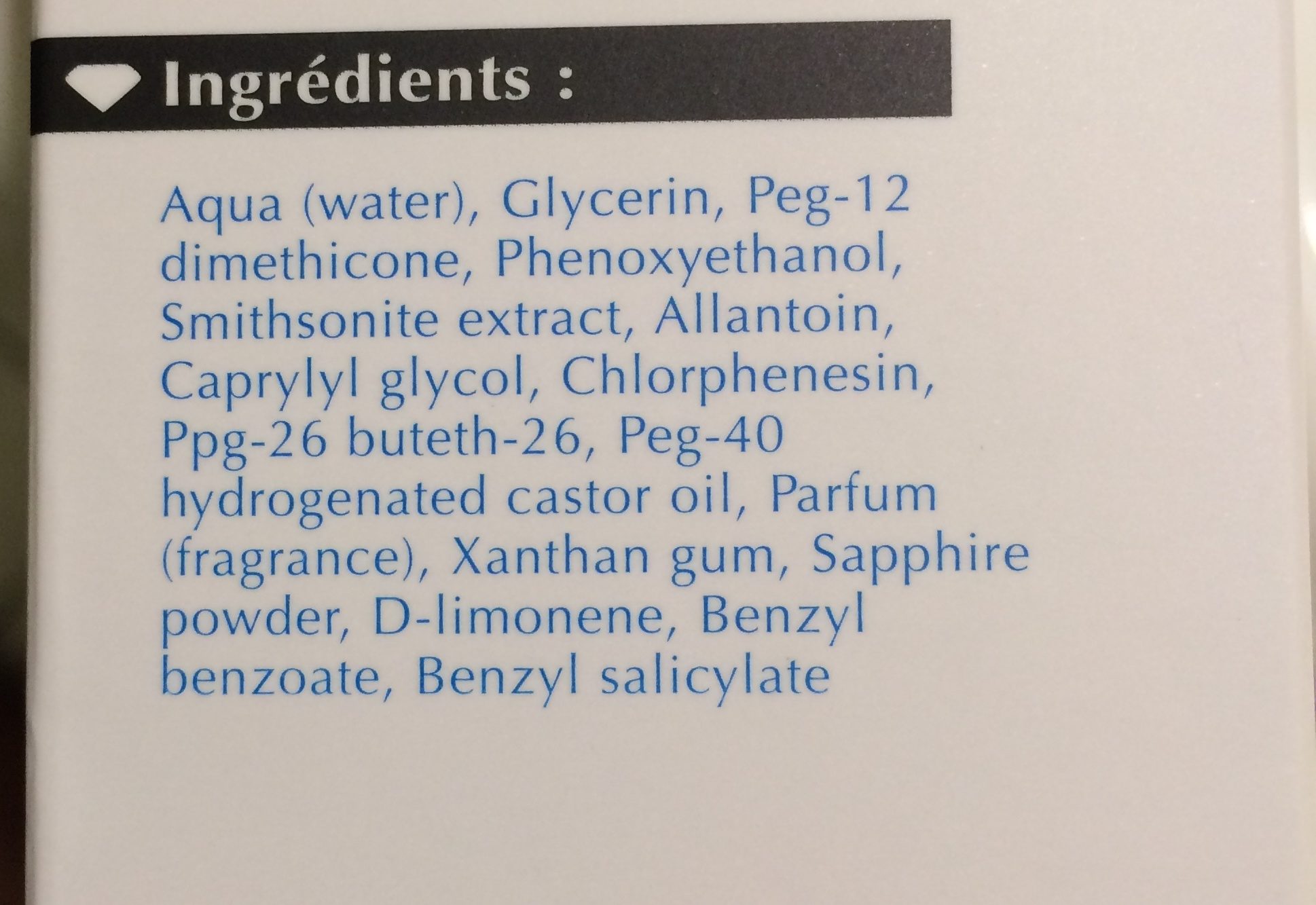 lotion au saphir - Ingredients - fr