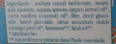 Shampooing solide cheveux secs - Ingredients