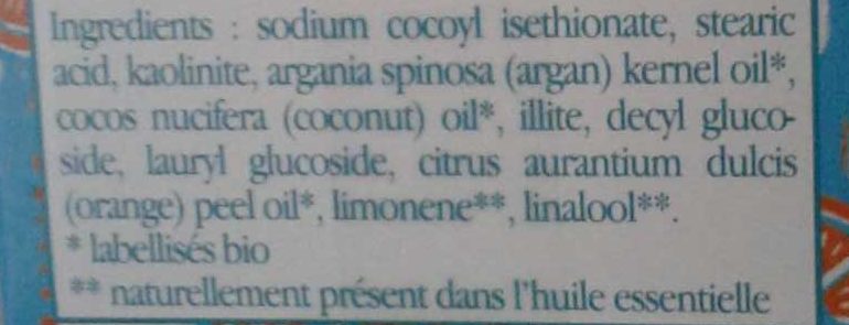 Shampooing solide cheveux secs - Ingredients - fr