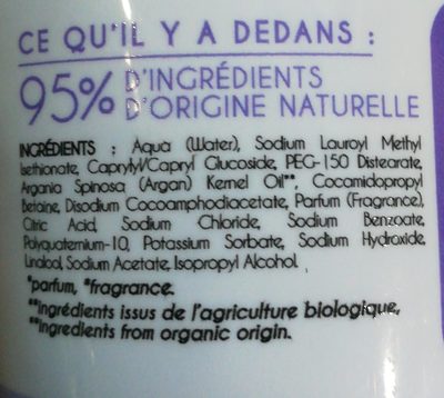 Shampooing cheveux secs - Ingredients