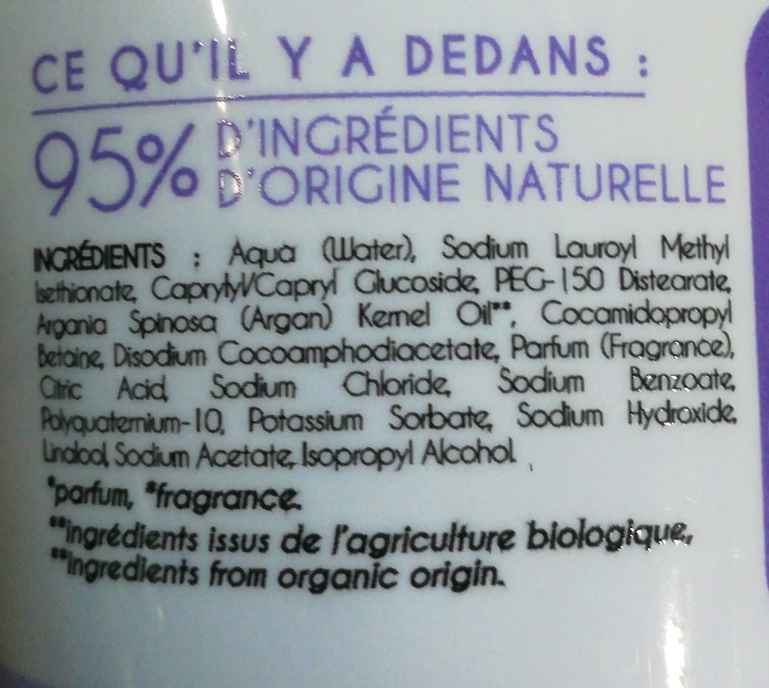 Shampooing cheveux secs - Ingredients - fr