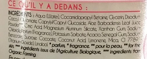 Les Biolistas crème de douche hydratante Fleur de Pamplemousse - Ingredientes - fr