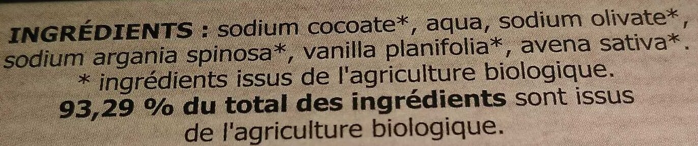 Savon artisanal du Val d'Argent à l'huile d'argan bio Vanille Avoine - Ingredientes - fr