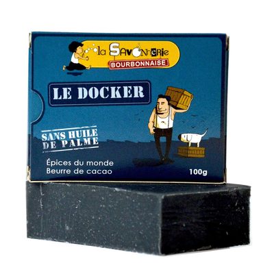 Savon "Le Docker" aux épices du monde, charbon et beurre de cacao 100% bio & vegan - 1
