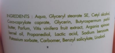 Lait corp hydratant vinesime - Ingrédients