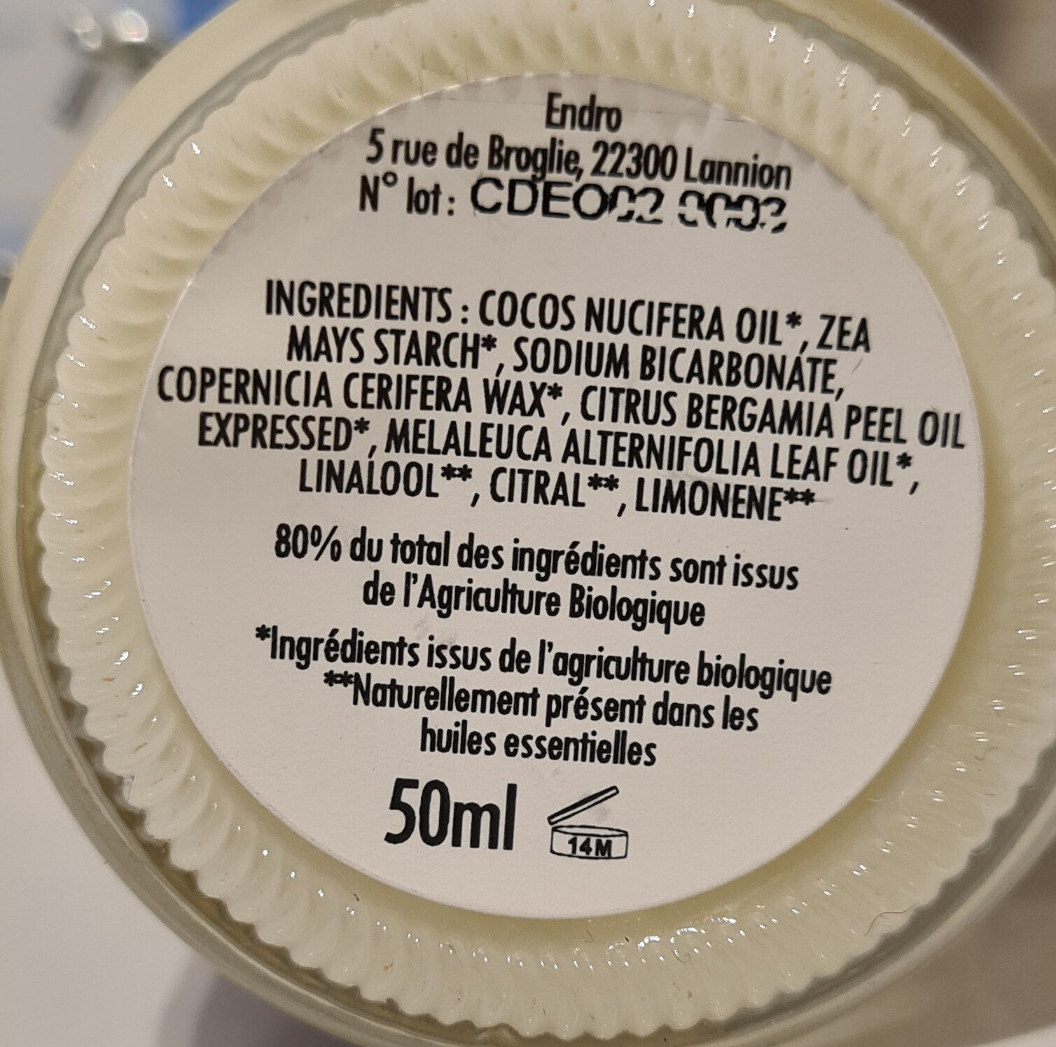 déodorant bergamote - Ingredientes - fr