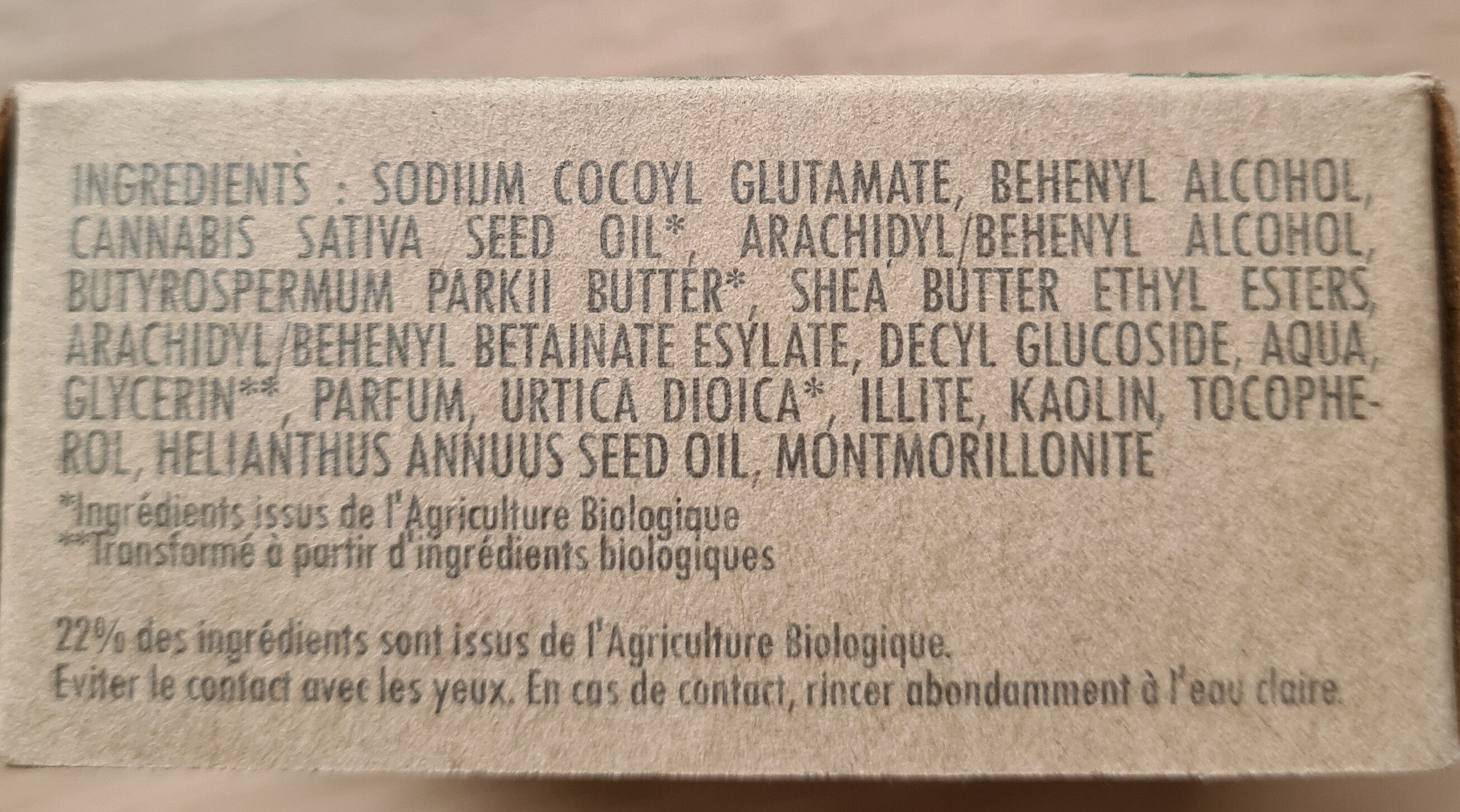 shampooing solide sentier vert - Ingredients - fr