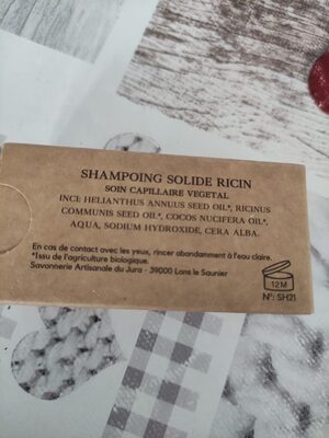 Shampooing Solide au Ricin - Ingredients