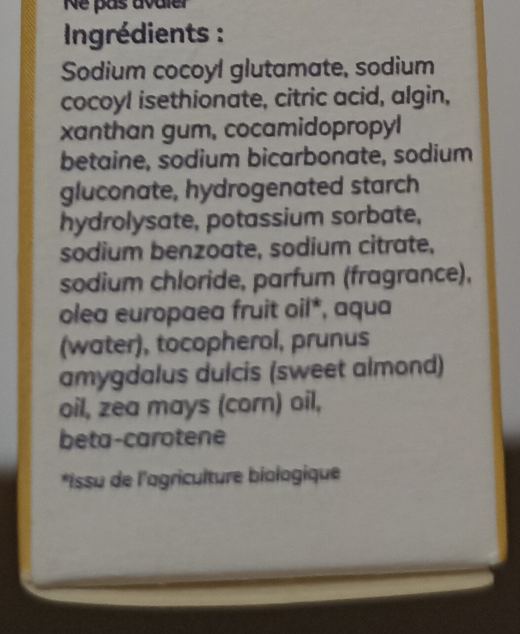 gel douche a dissoudre - Ingredients - fr