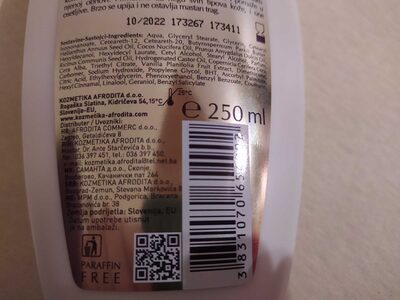 Afrodita natural vanilla body milk - Produit
