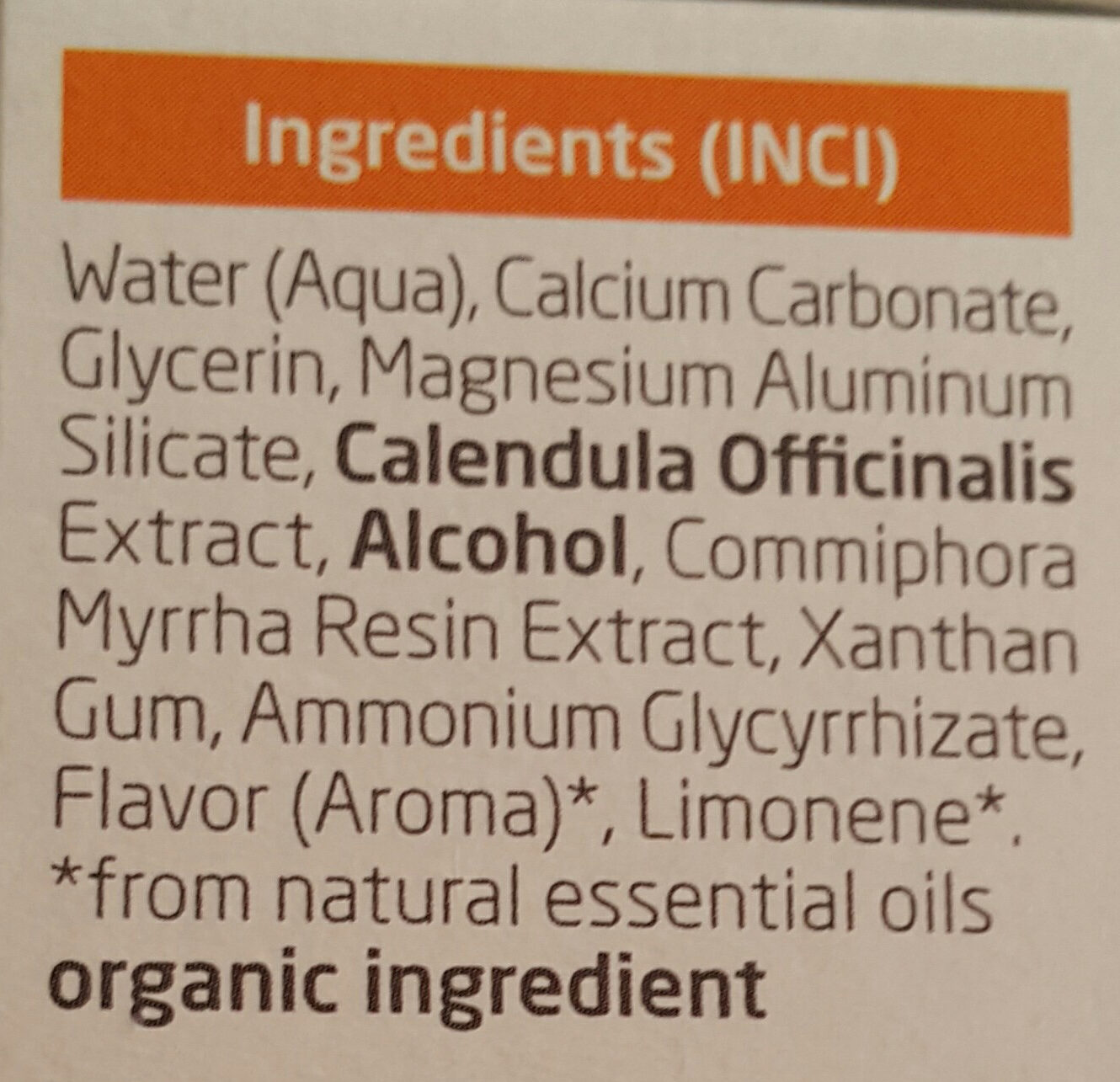 Calendula-Zahncreme - Ingredients - en