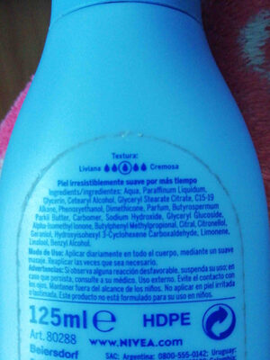 Nivea Crema corporal Soft MilkNivea Crema Corporal Soft Milk - Ingrédients