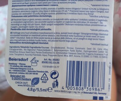 Nivea lip balm strawberry shine - Instruction de recyclage et/ou information d'emballage - ro